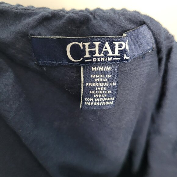 Chaps navy blue tiered pull on cottage cotton minimalist midi maxi skirt medium - Picture 3 of 6